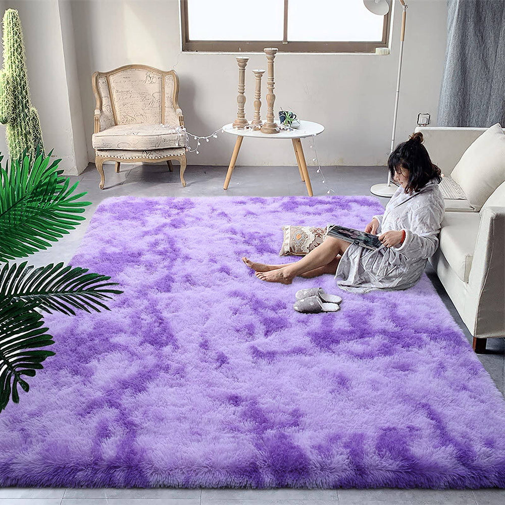 DweIke Ultra Soft Shaggy Rugs Fluffy Carpets, Tie-Dye Rugs for, 4x6 ft. Purple.
