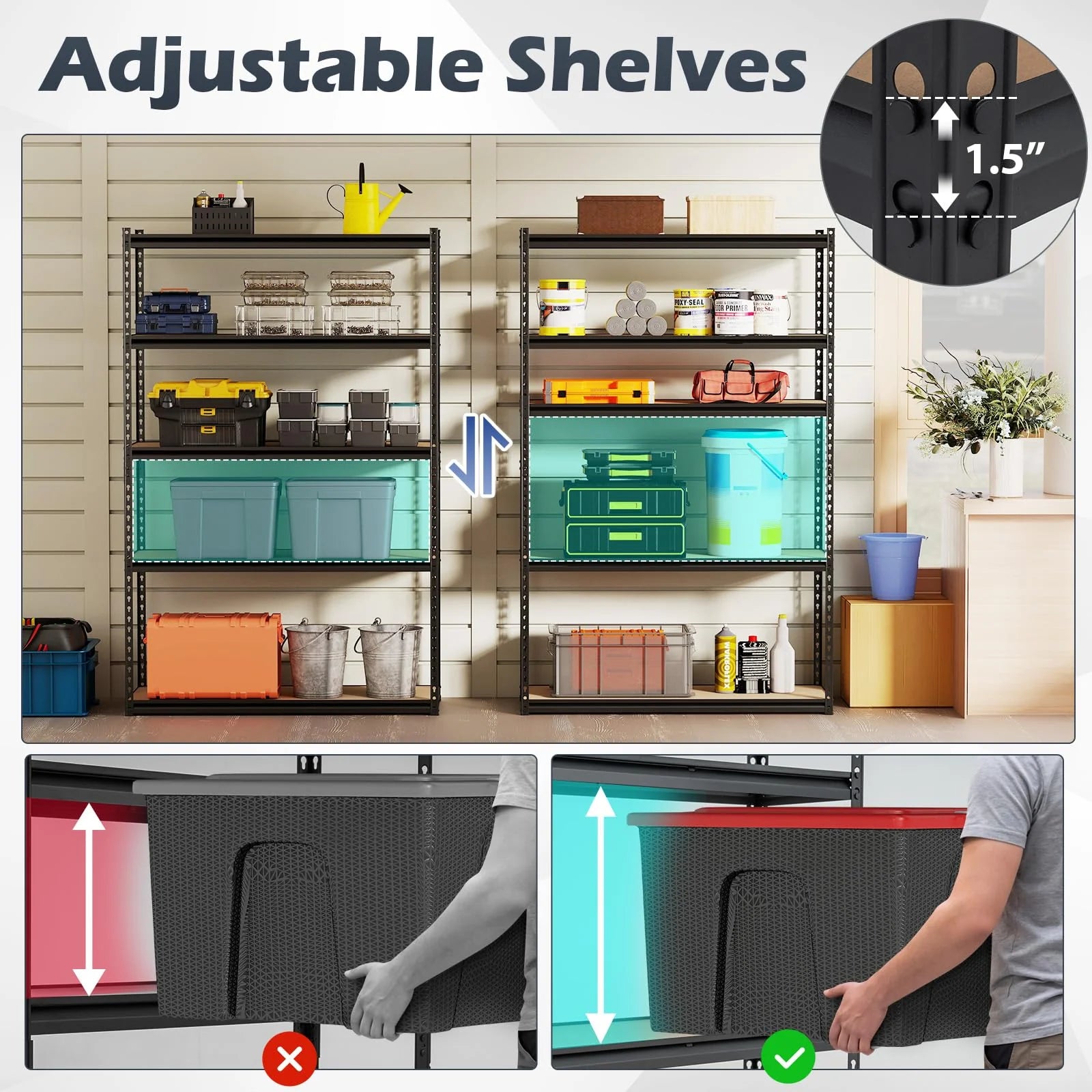 Tangkula 5-Tier Heavy Duty Garage Shelving Unit 2200 LBS Metal Storage Organizer Rack
