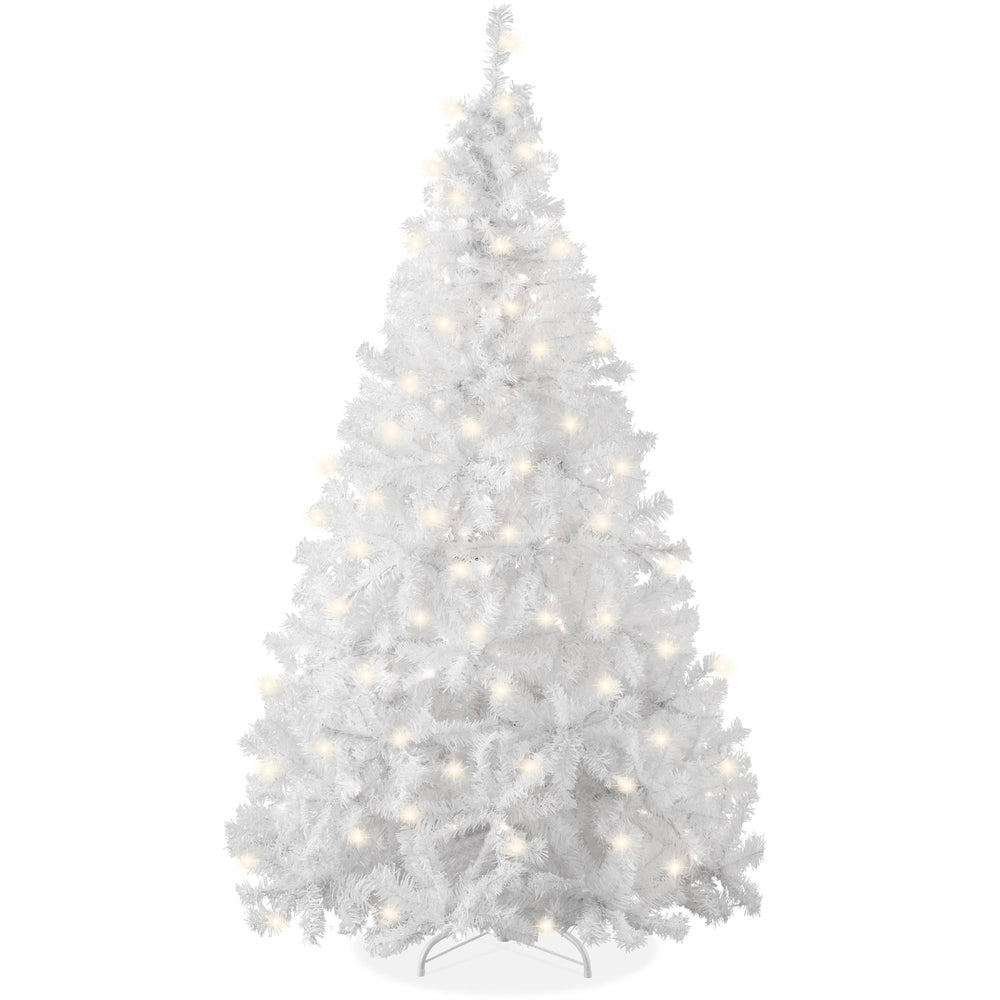 Best Choice Products 4.5ft Pre-Lit Premium Hinged Artificial Christmas Pine Tree w/ 200 Lights, Metal Stand, 432 Tips