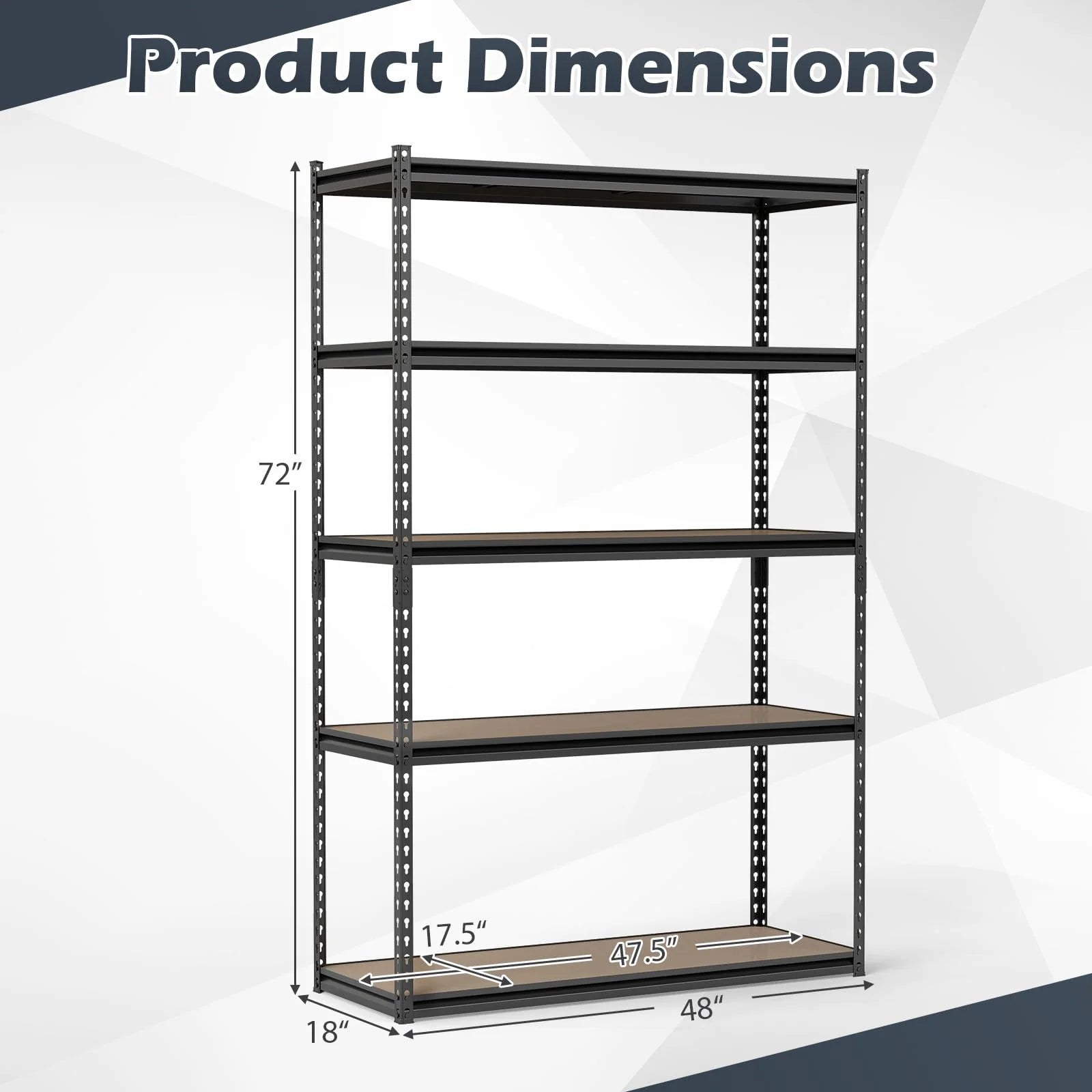 Tangkula 5-Tier Heavy Duty Garage Shelving Unit 2200 LBS Metal Storage Organizer Rack