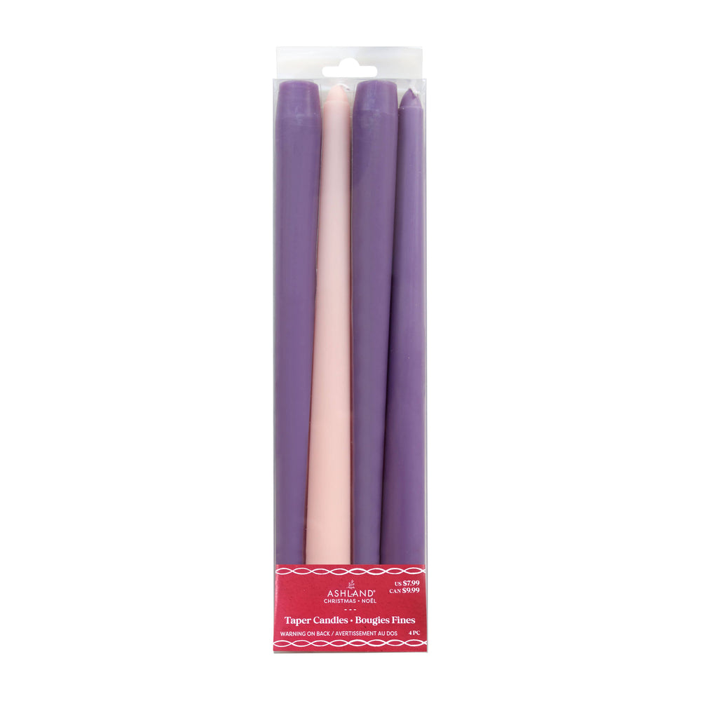 10" Purple & Pink Christmas Taper Candles by Ashland 4ct. | Michaels