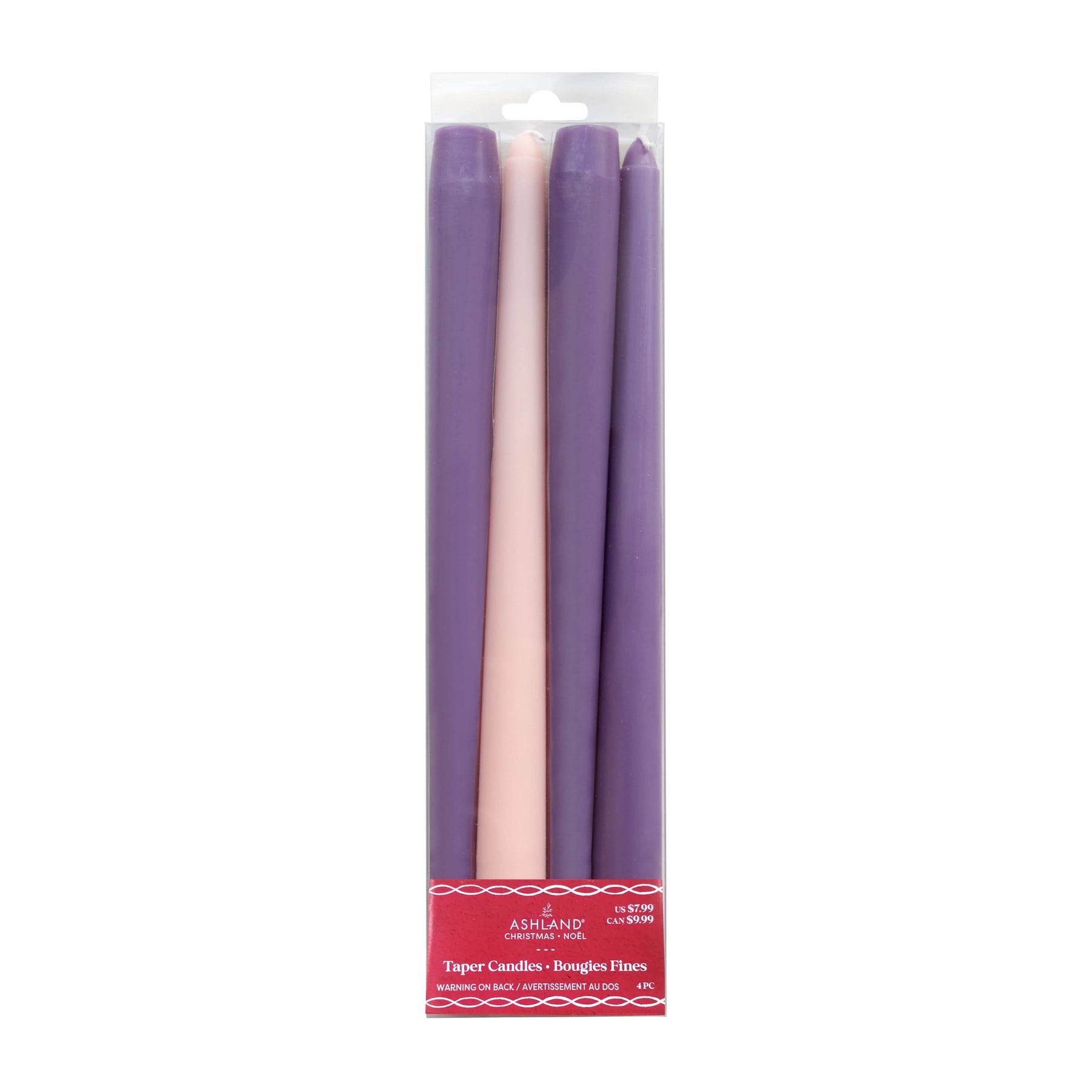 10" Purple & Pink Christmas Taper Candles by Ashland 4ct. | Michaels