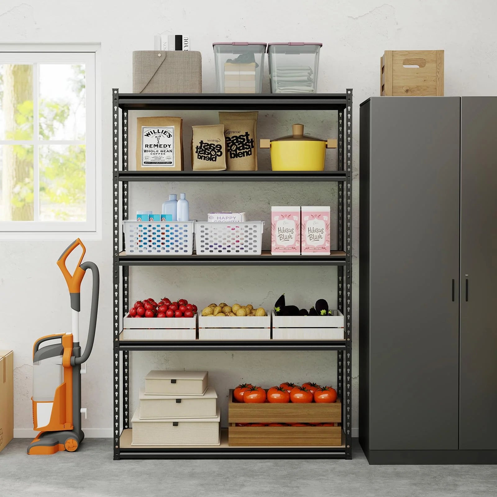 Tangkula 5-Tier Heavy Duty Garage Shelving Unit 2200 LBS Metal Storage Organizer Rack